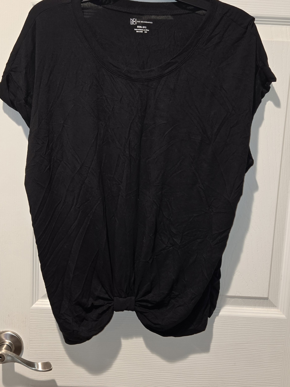 No Boundaries Black Knot-Front Short Sleeve Tee